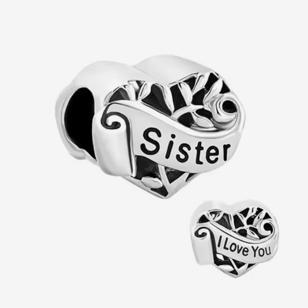 🌻 S925 Sterling Silver “Sister “ Charm